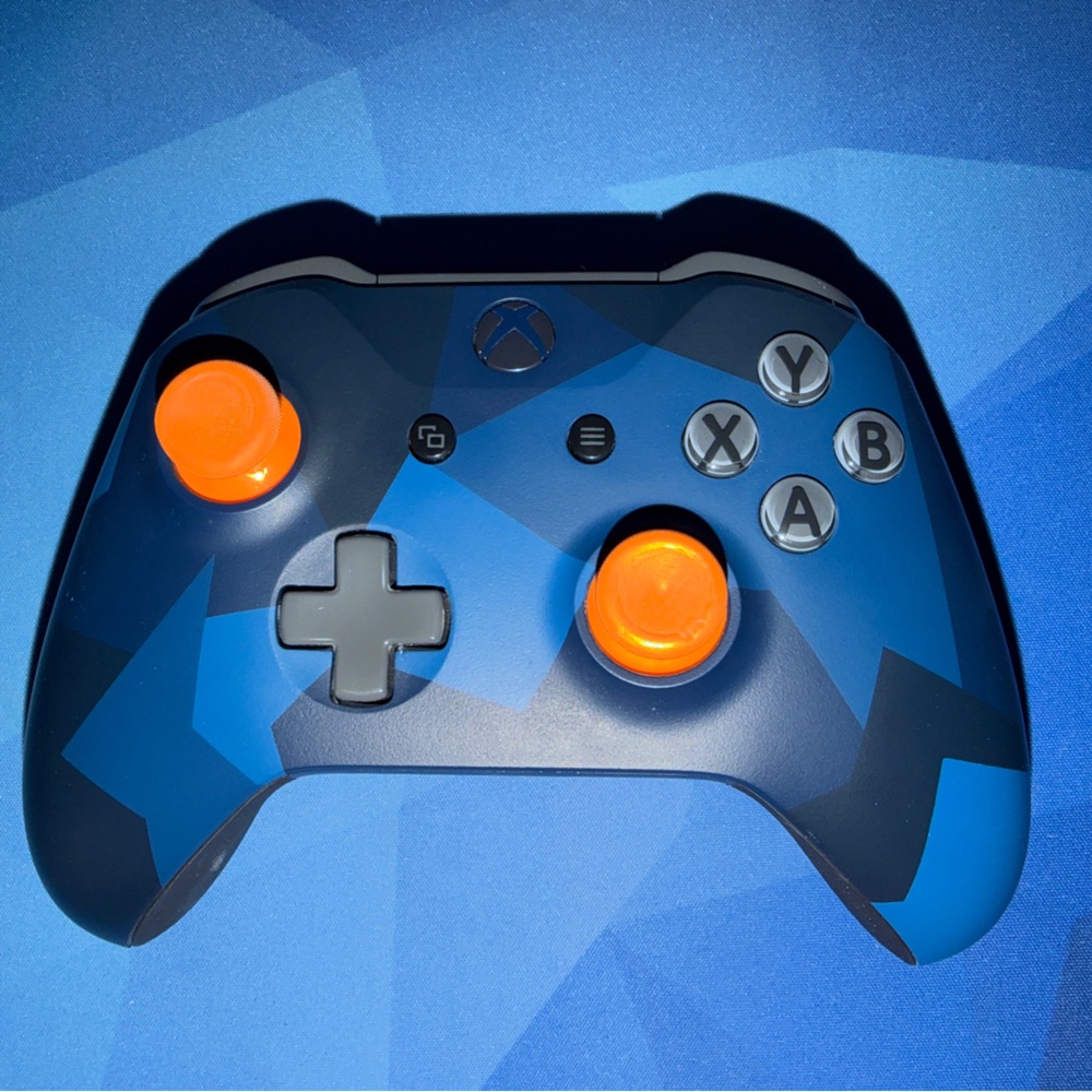 Microsoft Xbox Wireless Custom Controller Blue/Orange Pattern with Rubber Grips